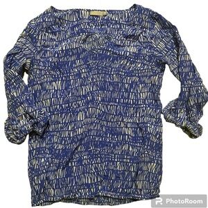 Ellie Kai blue and white abstract pattern blouse size 0